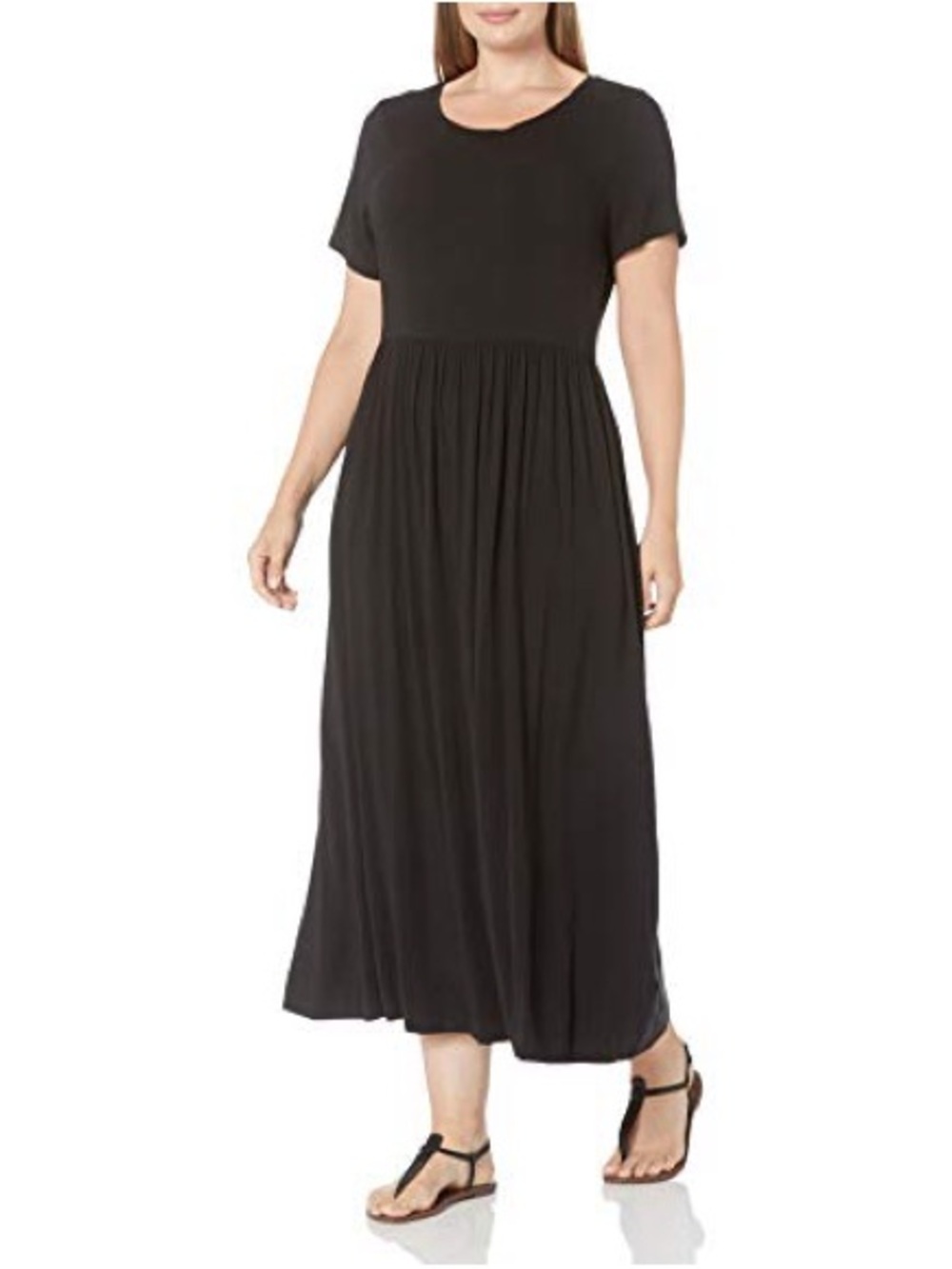 Amazon Essentials Black Short-Sleeve Maxi Dress